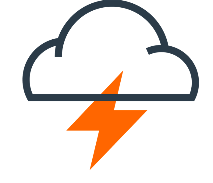 Cloud icon with orange lightning bolt