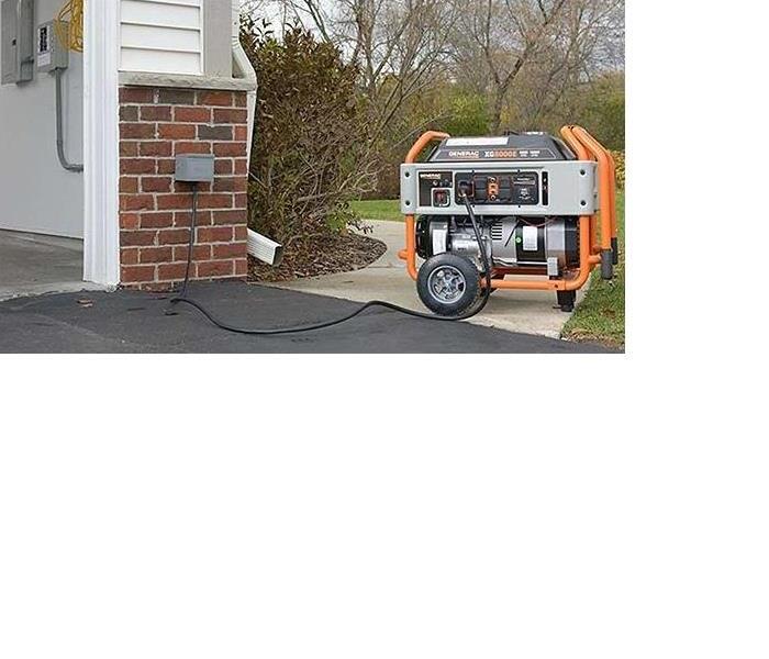 Generator, plugged in, outside, garage, driveway